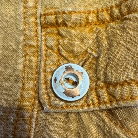 by Anthropologie Linen Utility Cargo Pants Size 14 Pockets Mustard Yellow - Picture 13 of 13